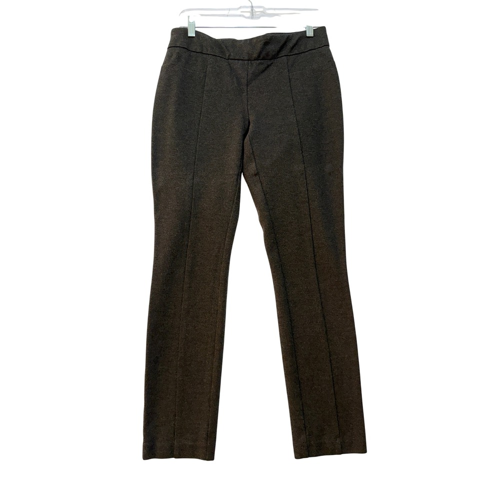 Hilary Radley Womens Charcoal Gray Stretch Ponte Pull On Straight Leg Pants M